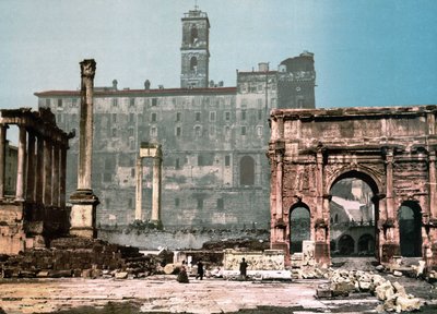 Rom. Tempel des Saturn und Bogen von Settimo Severo. Photochrom sd. um 1900. von Unknown photographer