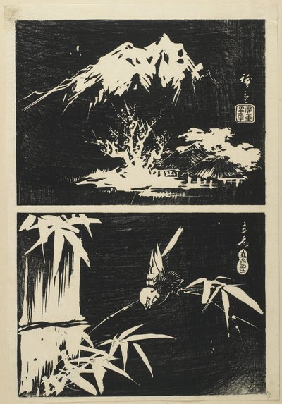 (Zwei Bilder der Lithographie), Mitte des 19. Jahrhunderts von Utagawa Hiroshige