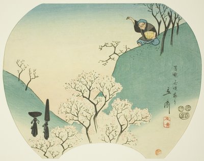 Alte Geschichte vom alten Mann, der die Bäume zum Blühen brachte von Utagawa Hiroshige