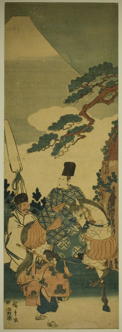 Ariwara no Narihira passiert den Berg Fuji auf seiner Reise nach Osten von Utagawa Hiroshige