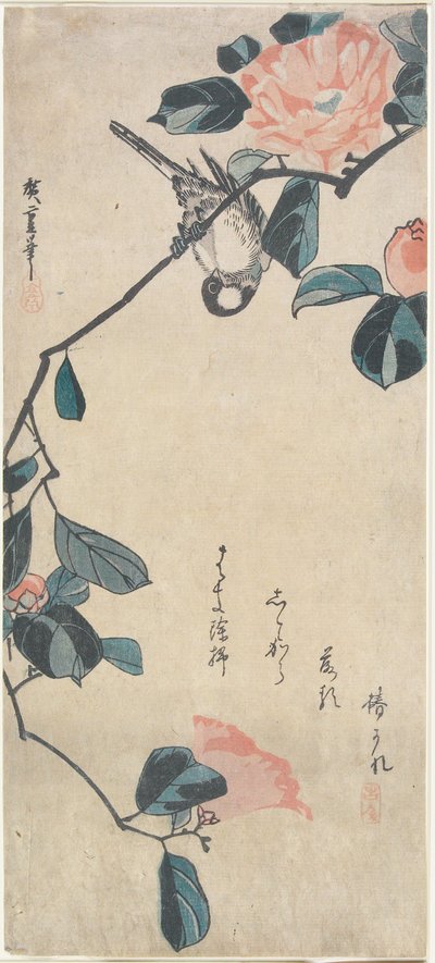 Kamelie und Gimpel von Utagawa Hiroshige
