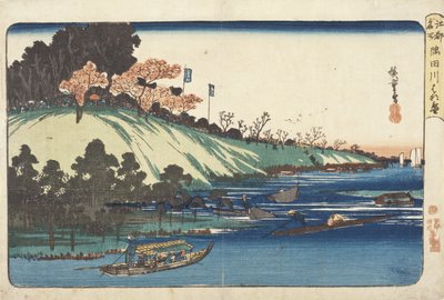 Kirschblüten in voller Blüte am Sumida-Fluss von Utagawa Hiroshige