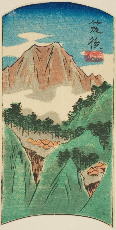 Chikugo, Abschnitt des Blattes Nr. 17 aus der Serie "Ausschnitte der Provinzen (Kunizukushi harimaze zue)" von Utagawa Hiroshige