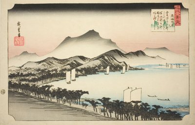 Klärendes Wetter bei Awazu, aus der Serie "Acht Ansichten von Omi" von Utagawa Hiroshige