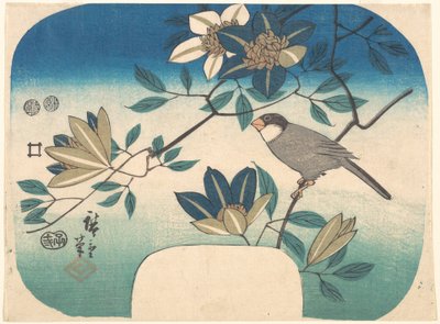 Waldrebe und Vogel von Utagawa Hiroshige