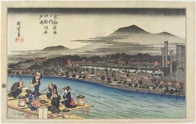 Abendkühlung am Shijo-Flussufer, ca. 1834 von Utagawa Hiroshige