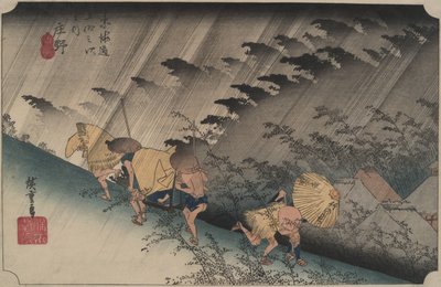Treibender Regen bei Shōno, aus der Serie Dreiundfünfzig Stationen des Tōkaidō von Utagawa Hiroshige