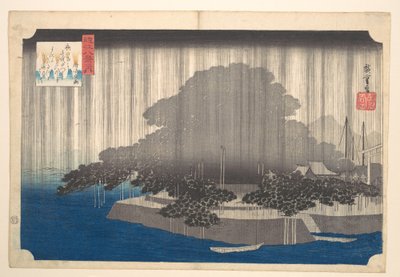 Abendregen bei der Kiefer von Karasaki von Utagawa Hiroshige