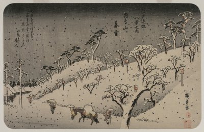 Abendschnee am Asuka-Hügel, aus der Serie Acht Ansichten der Umgebung von Edo, ca. 1837-38 von Utagawa Hiroshige