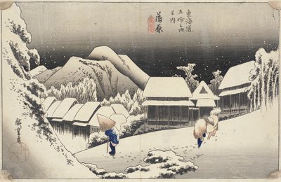 Abendlicher Schnee in Kanbara von Utagawa Hiroshige