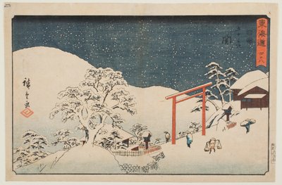 Achtundvierzig: Seki, aus der Serie „Dreiundfünfzig Stationen des Tōkaidō“ von Utagawa Hiroshige