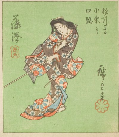 Fujisawa, Abschnitt des Blattes Nr. 2 aus der Serie "Ausschnitte der Tokaido (Tokaido harimaze zue)" von Utagawa Hiroshige