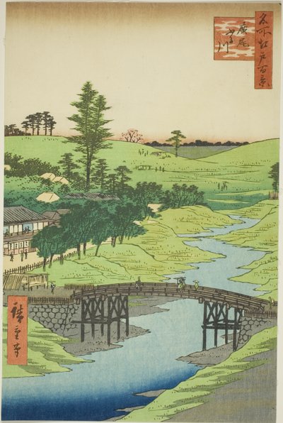Furukawa-Fluss, Hiroo, aus der Serie "Hundert berühmte Ansichten von Edo" von Utagawa Hiroshige