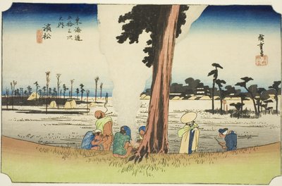 Hamamatsu: Winterszene, aus der Serie "Dreiundfünfzig Stationen des Tokaido" von Utagawa Hiroshige