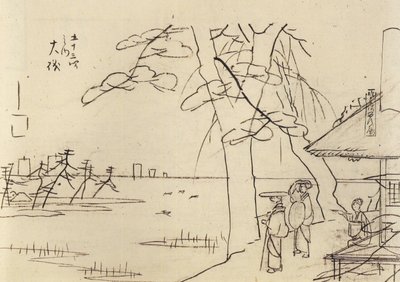 Menschen, die auf das Wasser blicken von Utagawa Hiroshige