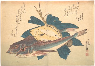 Kanagashira- und Karei-Fische, aus der Serie Uozukushi (Jede Art von Fisch) von Utagawa Hiroshige