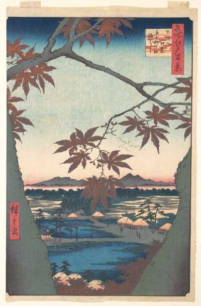 Ahornbäume bei Mama, aus der Serie Hundert berühmte Ansichten von Edo von Utagawa Hiroshige