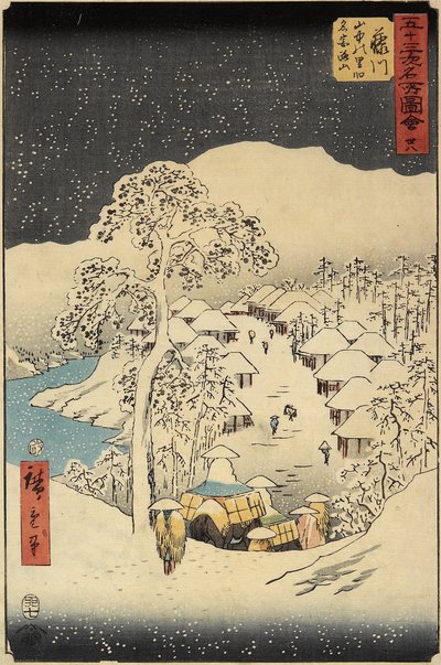 Nr. 38 Nakayama Dorf in Fujikawa, Juli 1855 von Utagawa Hiroshige