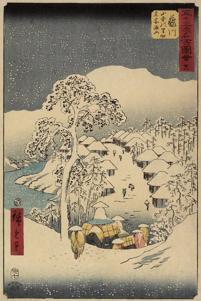 Nr. 38 Yamanaka-Dorf in Fujikawa, Juli 1855 von Utagawa Hiroshige
