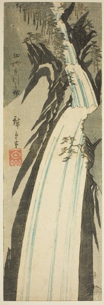 Nunobiki-Wasserfall in der Provinz Settsu (Sesshu Nunobiki no taki), aus einer unbetitelten Serie von Ansichten der Provinzen von Utagawa Hiroshige