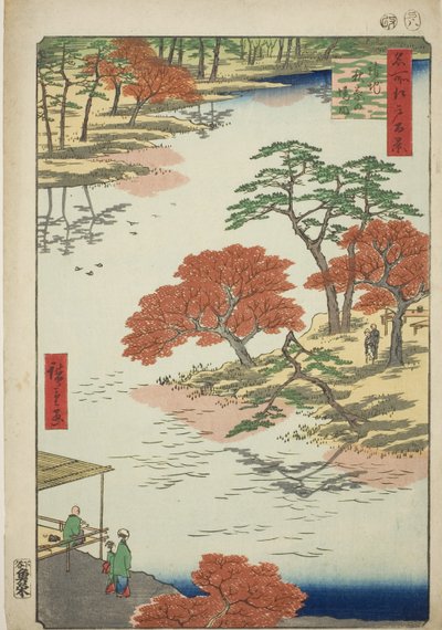 Bezirk des Akiba-Schreins, Ukeji (Ukeji Akiba no keidai), aus der Serie „Hundert berühmte Ansichten von Edo (Meisho Edo hyakkei)“ von Utagawa Hiroshige