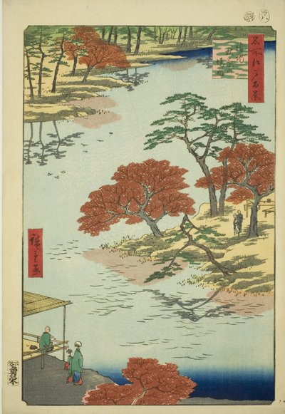 Bezirk des Akiba-Schreins, Ukeji (Ukeji Akiba no keidai), aus der Serie "Hundert berühmte Ansichten von Edo (Meisho Edo hyakkei)" von Utagawa Hiroshige