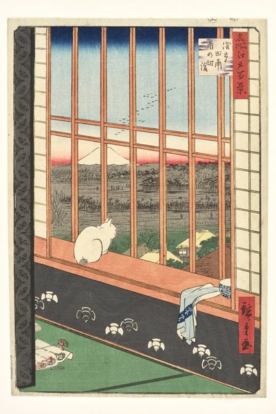 Reisfelder in Asakusa und das Torinomachi-Fest aus der Serie »100 berühmte Ansichten von Edo« von Utagawa Hiroshige