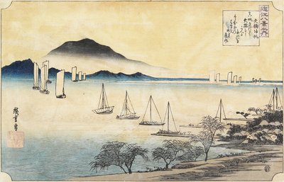 Rückkehrende Segel bei Yabase, ca. 1834 von Utagawa Hiroshige