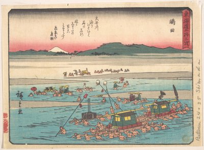 Shimada; Oigawa Shun-Gan, Ufer des Oi-Flusses von Utagawa Hiroshige