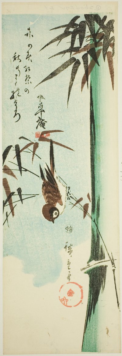 Spatz und Bambus von Utagawa Hiroshige