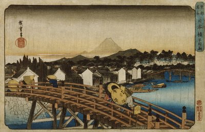 Plötzlicher Regenschauer auf der Nihonbashi-Brücke von Utagawa Hiroshige
