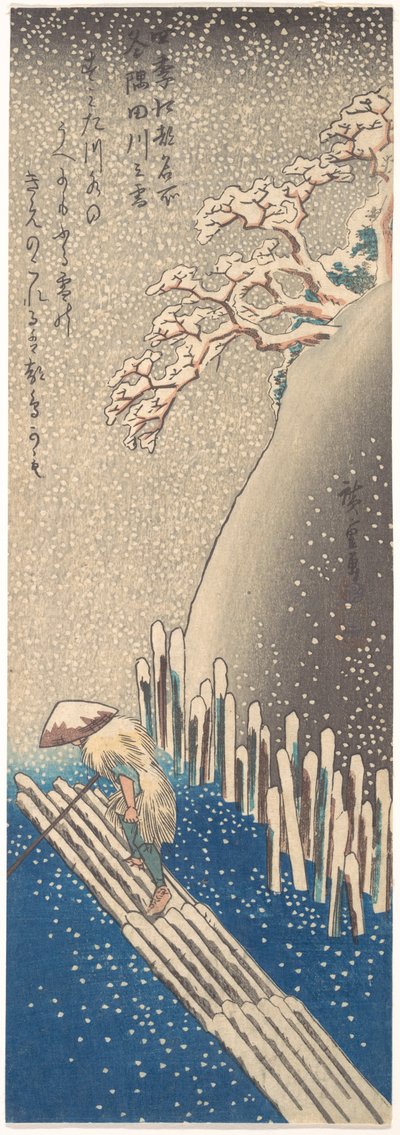 Der Sumida-Fluss im Schnee, aus der Serie „Berühmte Orte in Edo in den vier Jahreszeiten“ von Utagawa Hiroshige