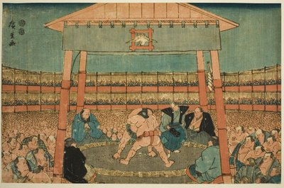 Sumo-Match im Bezirk des Ekoin-Tempels, aus der Serie "Ryogoku in der östlichen Hauptstadt" von Utagawa Hiroshige