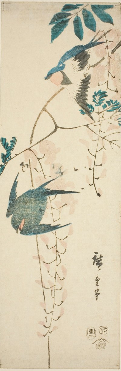 Schwalben und Glyzinien von Utagawa Hiroshige