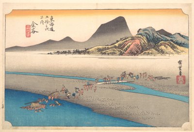 Das ferne Ufer des Ōi-Flusses bei Kanaya von Utagawa Hiroshige