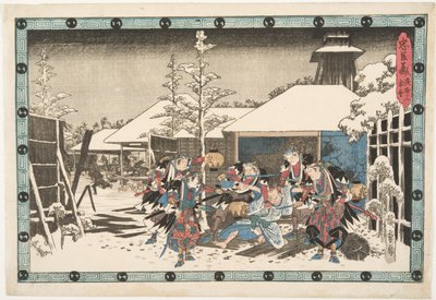 Der nächtliche Angriff, dritte Episode: Das Ziel erreichen von Utagawa Hiroshige