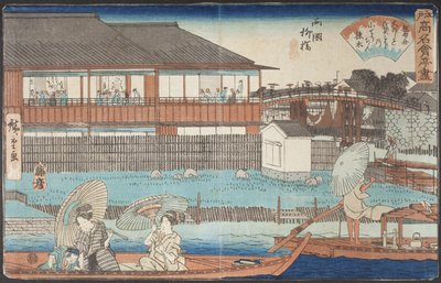 Das Restaurant Ōnoshi bei Yanagibashi im Stadtteil Ryōgoku von Utagawa Hiroshige