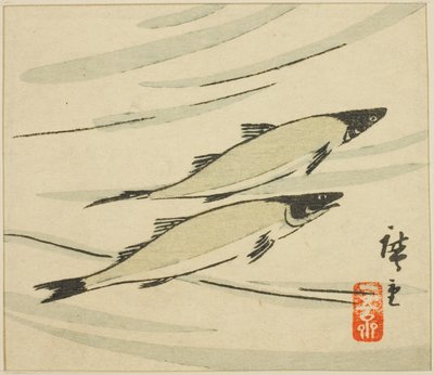 Forelle, Abschnitt eines Harimaze-Blattes von Utagawa Hiroshige