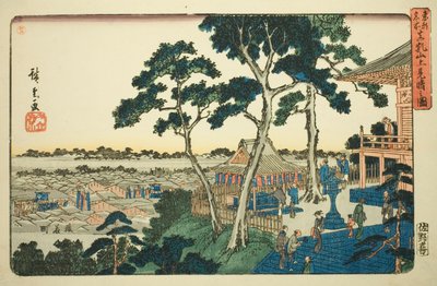 Blick vom Gipfel des Matsuchi-Hügels, aus der Serie "Berühmte Orte in der östlichen Hauptstadt" von Utagawa Hiroshige