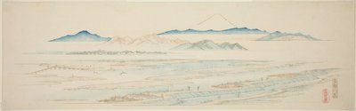 Dorf Tamagawa (Tamagawa no sato), aus einer unbetitelten Serie berühmter Ansichten der Edo-Vororte von Utagawa Hiroshige