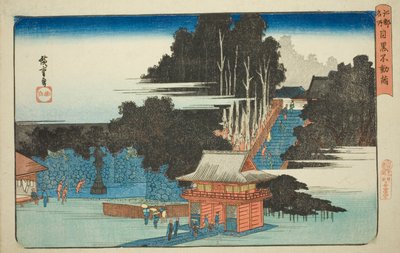 Besuch des Fudo-Tempels in Meguro, aus der Serie "Berühmte Orte in Edo" von Utagawa Hiroshige
