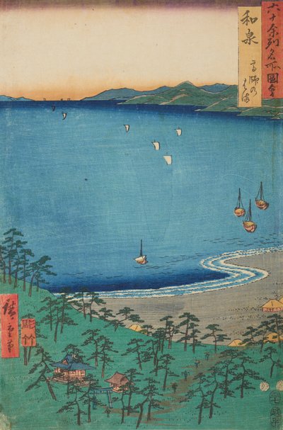 Takashi-Küste in der Provinz Izumi, Tafel 4 aus der Serie: Ansichten berühmter Orte in sechzig und einigen Provinzen von Utagawa Hiroshige