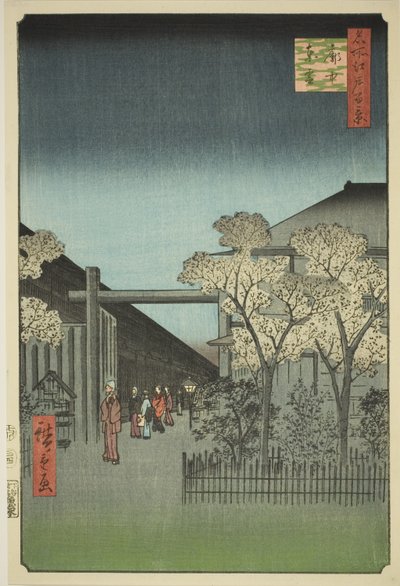 Yoshiwara-Lizenzviertel im Morgengrauen (Kakuchu shinonome), aus der Serie "Hundert berühmte Ansichten von Edo (Meisho Edo hyakkei)" von Utagawa Hiroshige