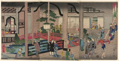 Das Innere des Gankiro in Yokohama (Yokohama Gankiro mikomi no zu) von Utagawa Hiroshige II
