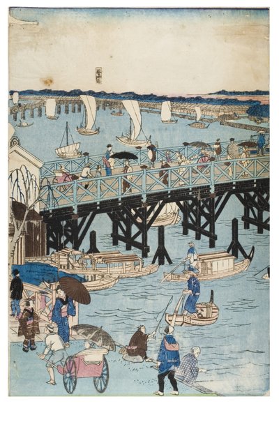 Berühmte Orte in Tokio, Wahre Ansicht der Ryogoku-Brücke von Utagawa II Hiroshige