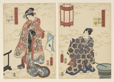 Kapitel 42, der duftende Prinz Bleibende Eindrücke einer späten Genji-Sammlung (Serientitel) von Utagawa Kunisada (I)