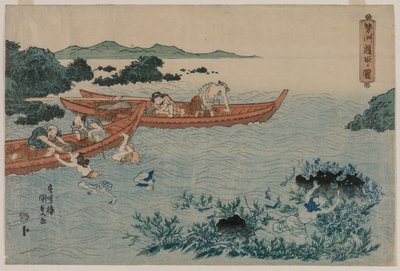 Abalone-Taucher vor der Küste von Ise, aus einer unbetitelten Landschaftsserie von Utagawa Kunisada