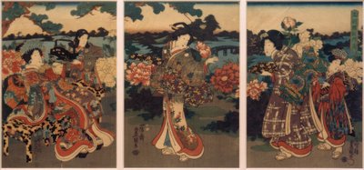 Schmetterlinge und Pfingstrosen von Utagawa Kunisada
