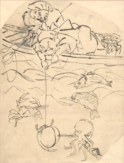 Daikoku und Ebisu, zwei der sieben Glücksgötter von Utagawa Kuniyoshi