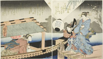 Nachtszene an Bord eines Vergnügungsbootes von Utagawa Kuniyoshi